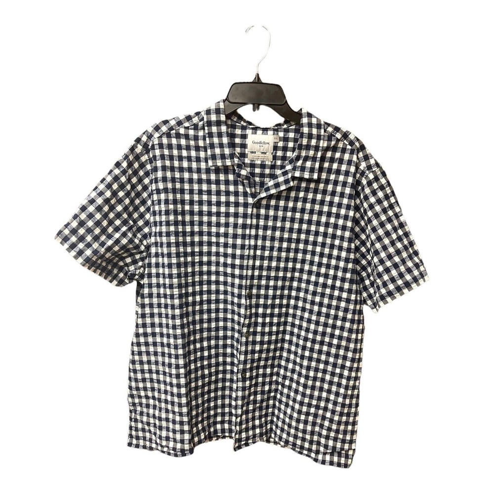 Goodfellow & Co Mens Button Down Sz XXL Plaid Blue White Shirt Business Casual